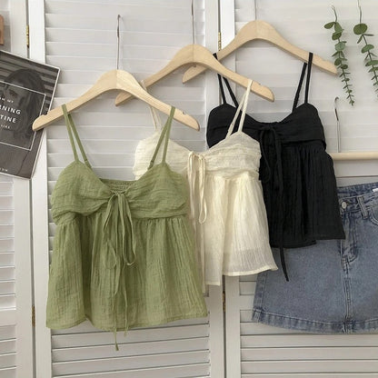 Bethany Tie-Front Mesh Cami Top