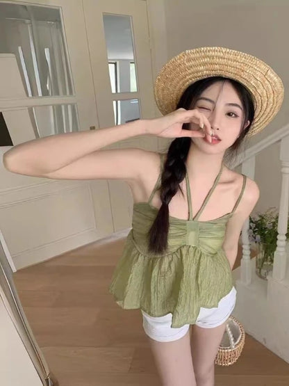 Bethany Tie-Front Mesh Cami Top