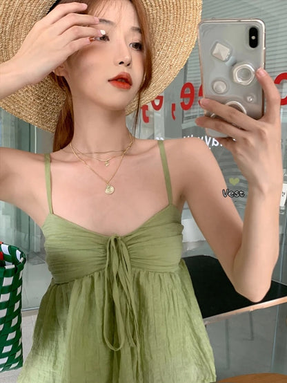 Bethany Tie-Front Mesh Cami Top