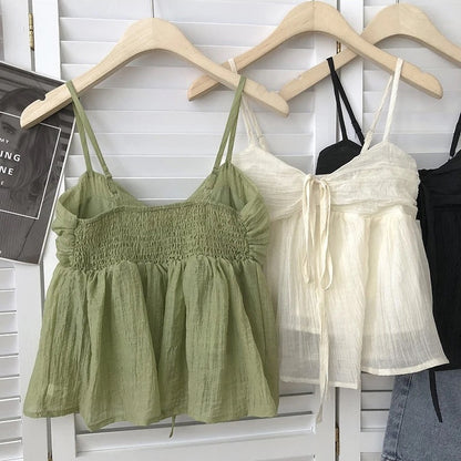 Bethany Tie-Front Mesh Cami Top