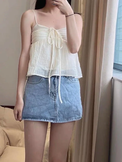 Bethany Tie-Front Mesh Cami Top