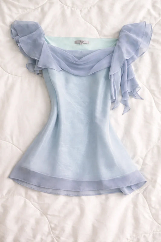 Frosted Periwinkle Off-Shoulder Blouse