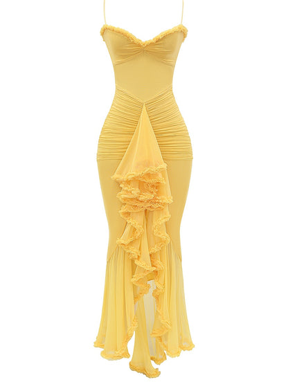 Gabbi Apricot Ruffled Front Dress