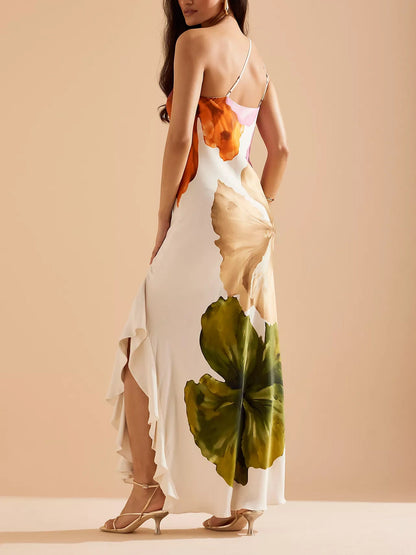 Glow Hibiscus One-Shoulder Maxi Dress