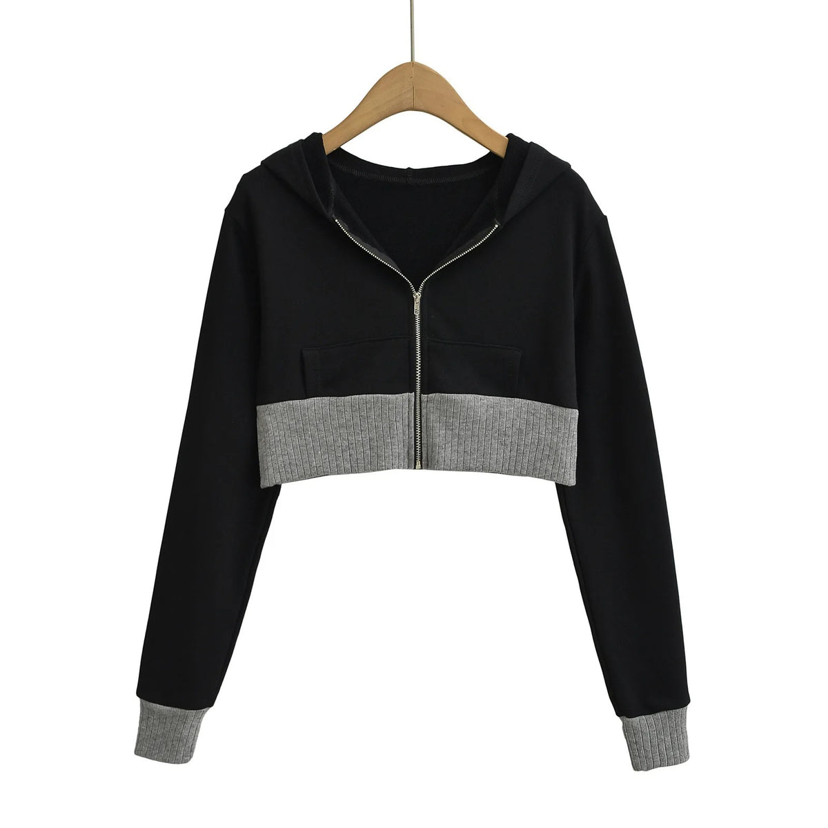 GossipGirl Contrast Crop Hooded Top & Skirt Set