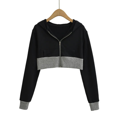GossipGirl Contrast Crop Hooded Top & Skirt Set
