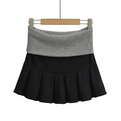 GossipGirl Contrast Crop Hooded Top & Skirt Set