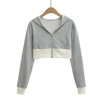 GossipGirl Contrast Crop Hooded Top & Skirt Set