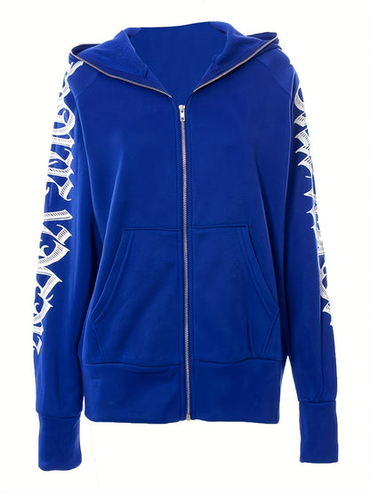 Gothic Letter Zip Up Hoodie