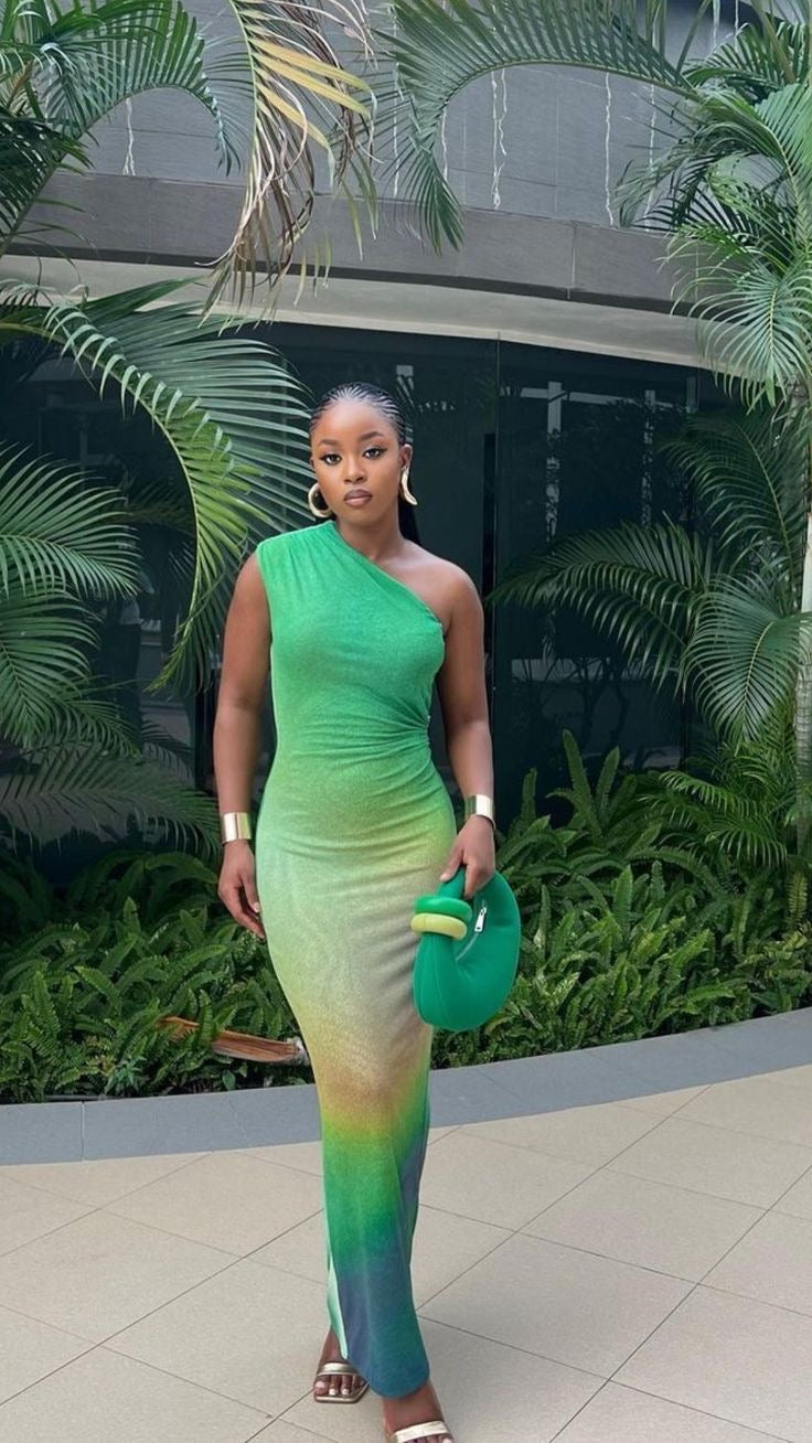 Neon Nectar One Shoulder Mesh Maxi Dress