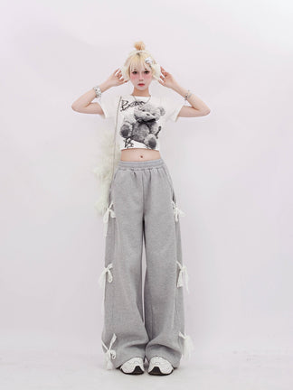 Gray Side Bow Tie Sweatpants – Luxandluxy