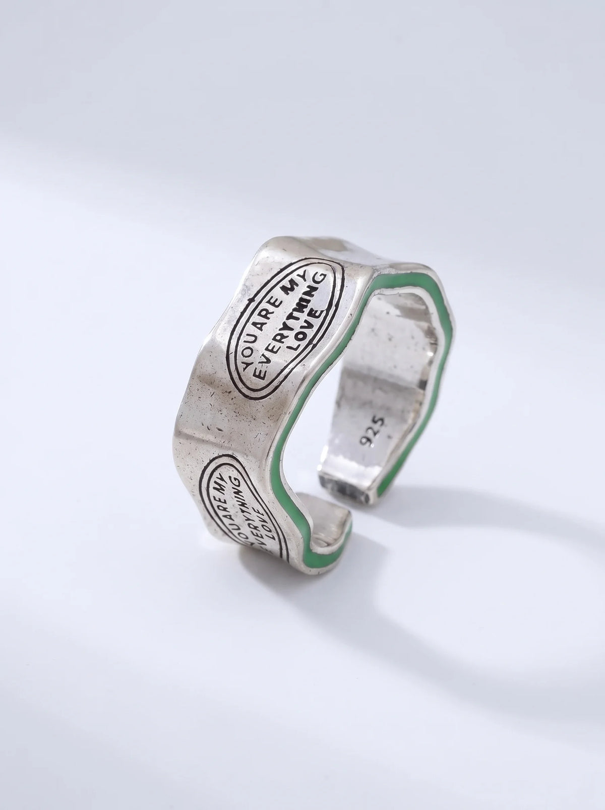 Green Stripe Letter Ring