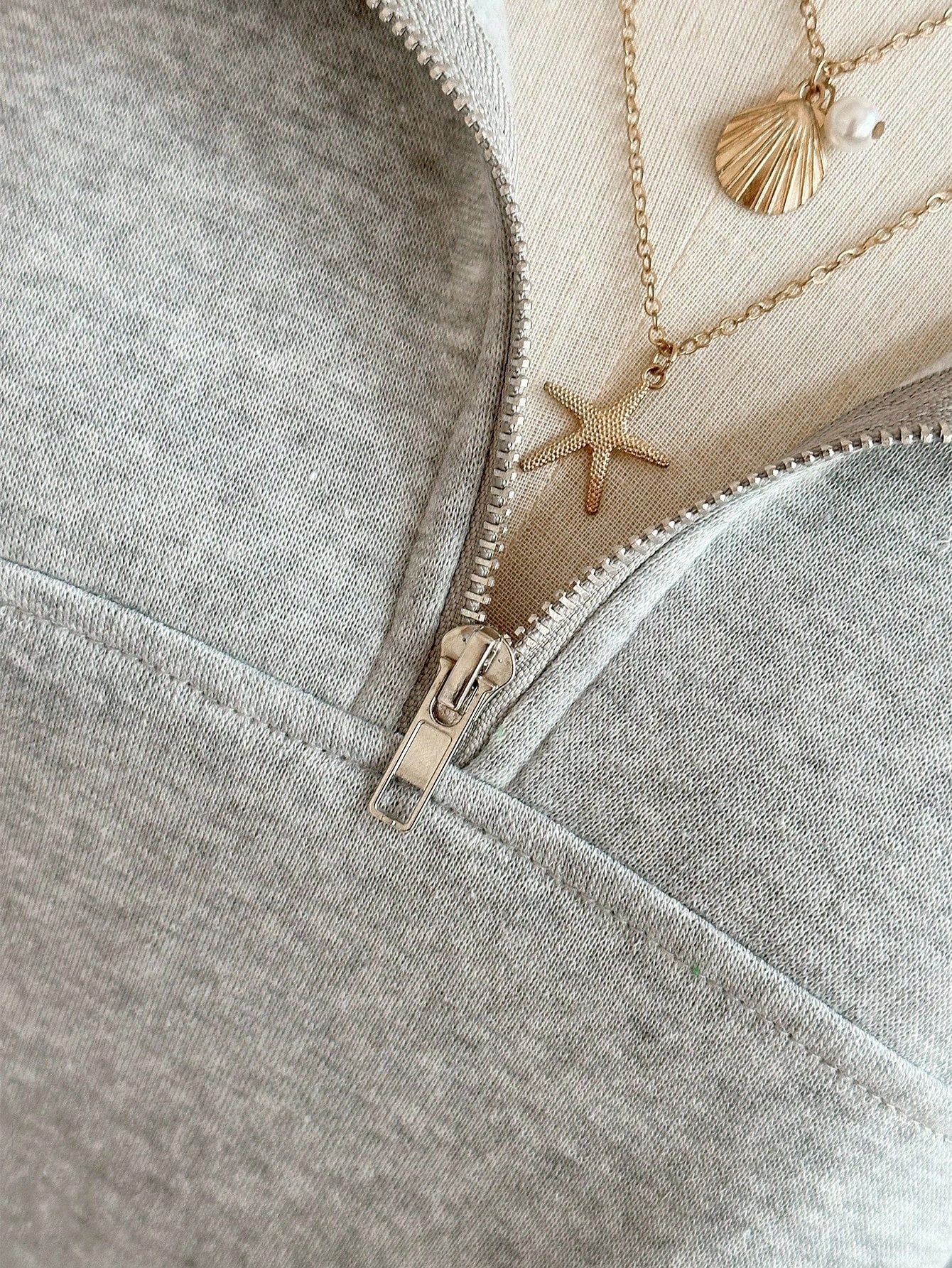 Grey Oversized Zip-Up Sweatshirt