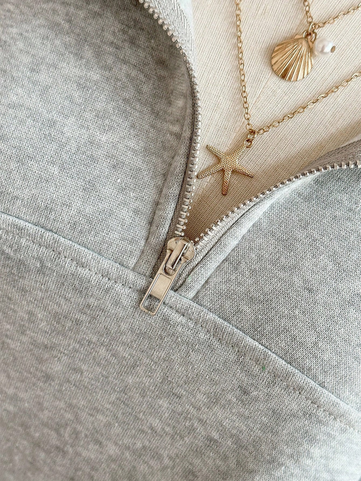 Grey Oversized Zip-Up Sweatshirt