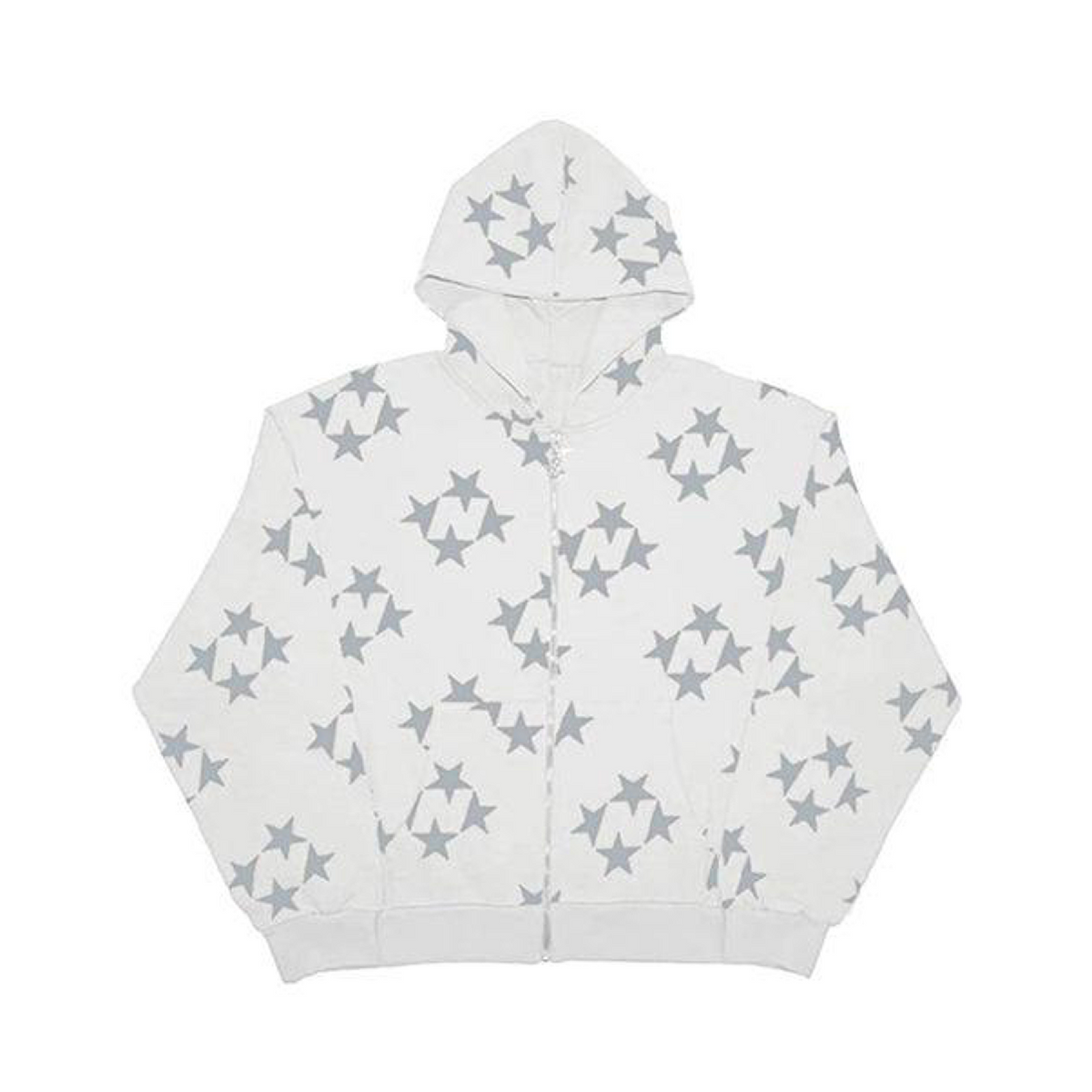 Grunge Diamond Star Zip-Up Hoodie