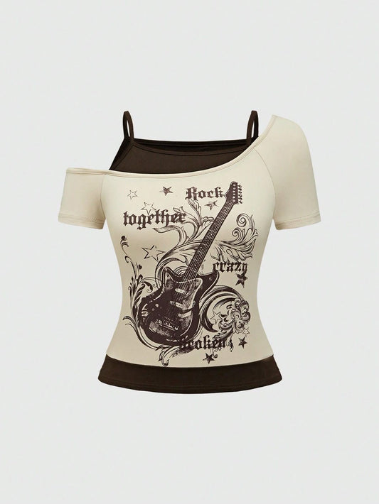 Guitar Electric Pulse Cold-Shoulder Top