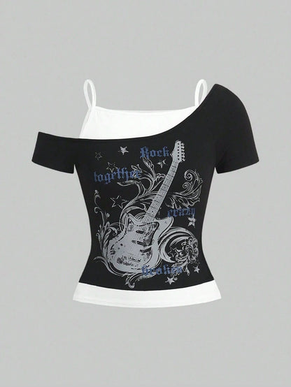 Guitar Electric Pulse Cold-Shoulder Top