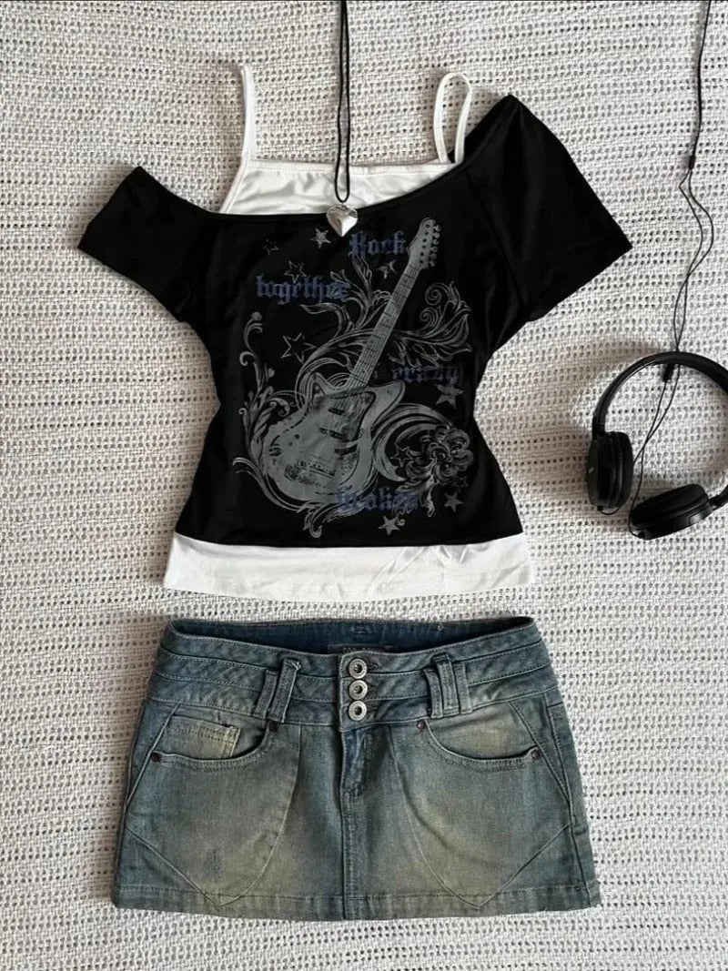 Guitar Electric Pulse Cold-Shoulder Top