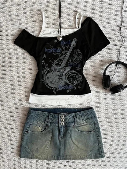 Guitar Electric Pulse Cold-Shoulder Top