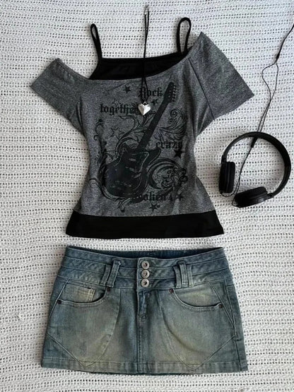 Guitar Electric Pulse Cold-Shoulder Top