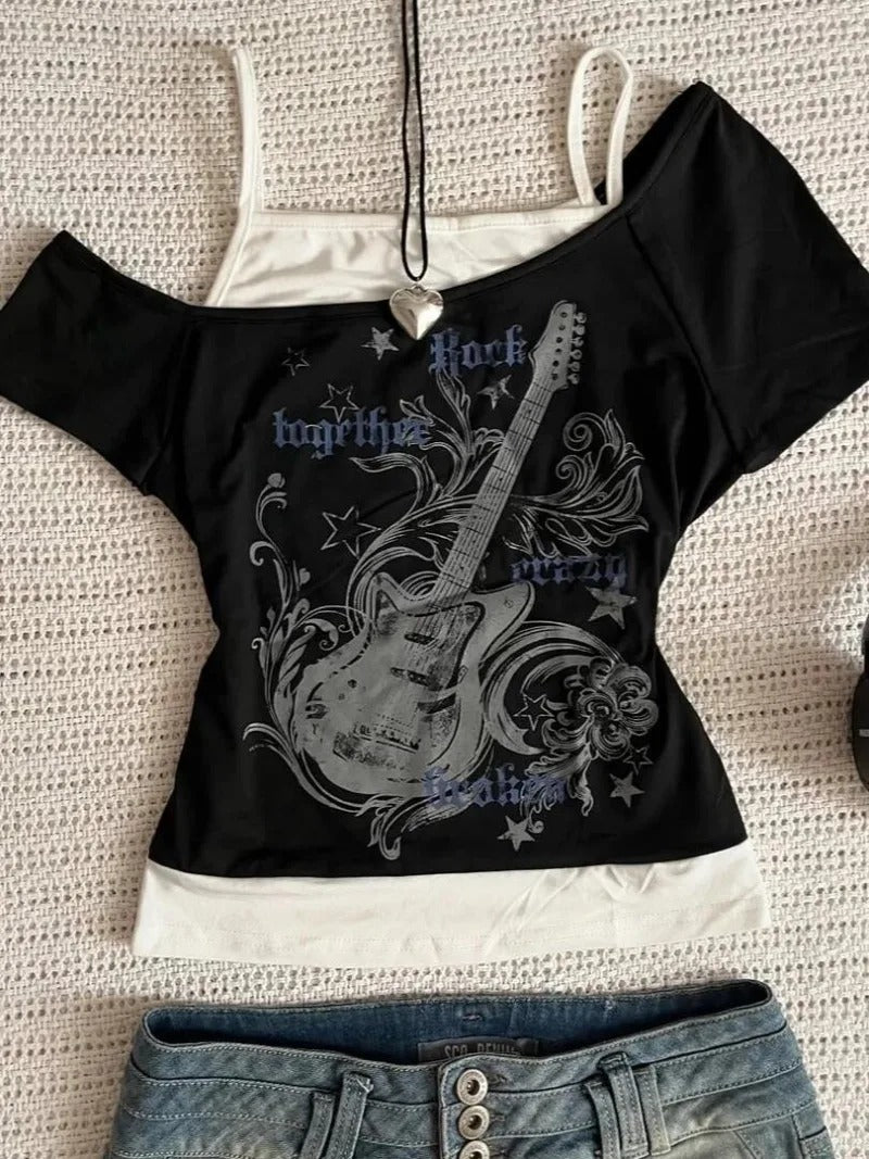 Guitar Electric Pulse Cold-Shoulder Top