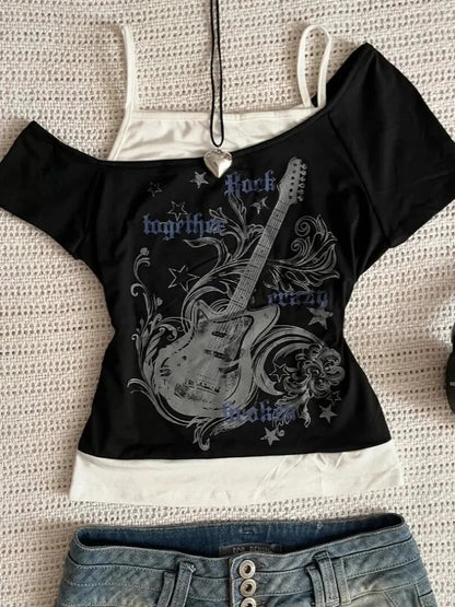 Guitar Electric Pulse Cold-Shoulder Top