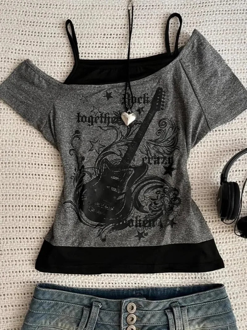 Guitar Electric Pulse Cold-Shoulder Top