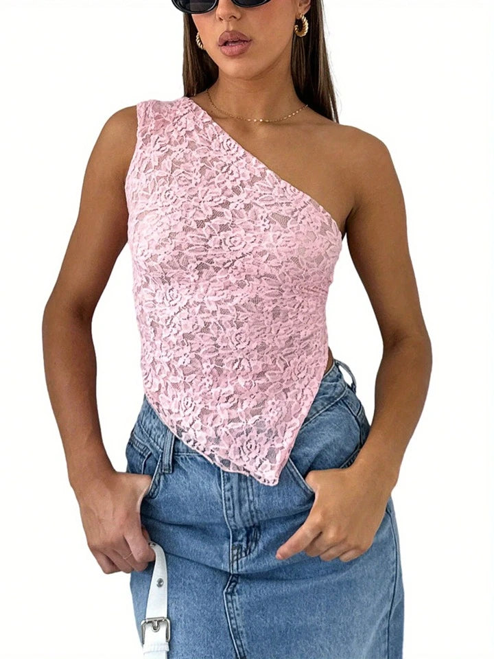 Haughty Lace Muse One-Shoulder Top
