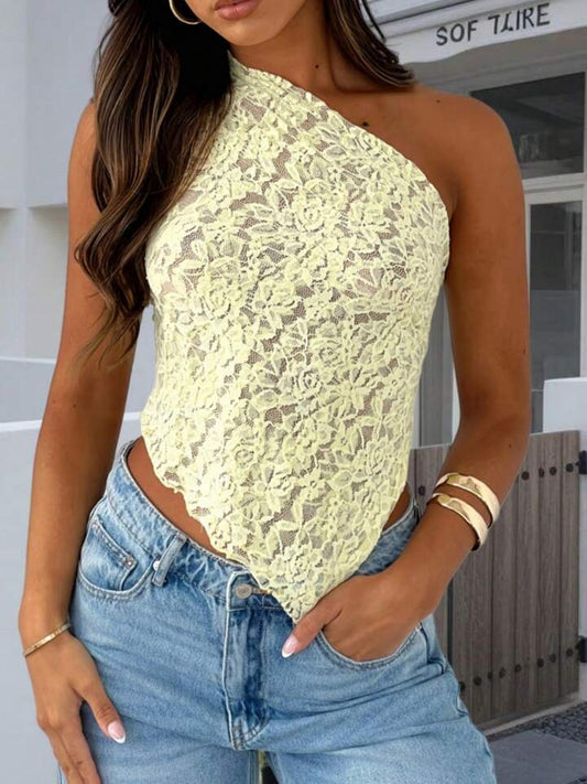 Haughty Lace Muse One-Shoulder Top