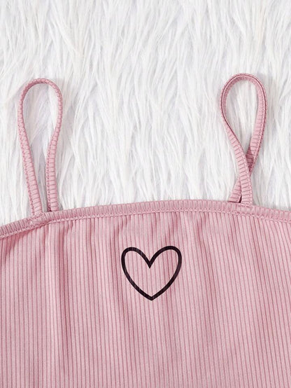 Heart Sweatshirt Cami Flare Pants 3pcs Set