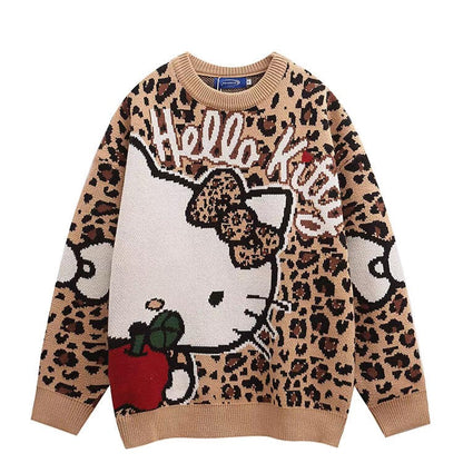 Hello Kitty Leopard Print Knit Sweater