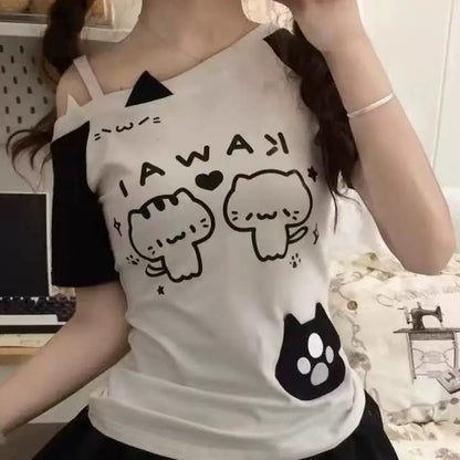 “Kawai” Twin Cats Skirt Set