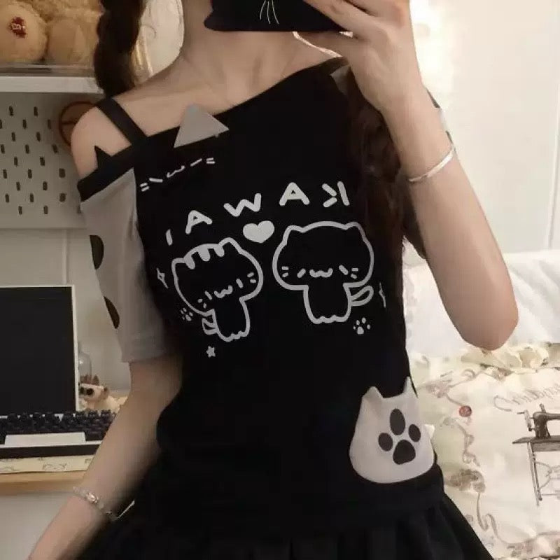 “Kawai” Twin Cats Skirt Set