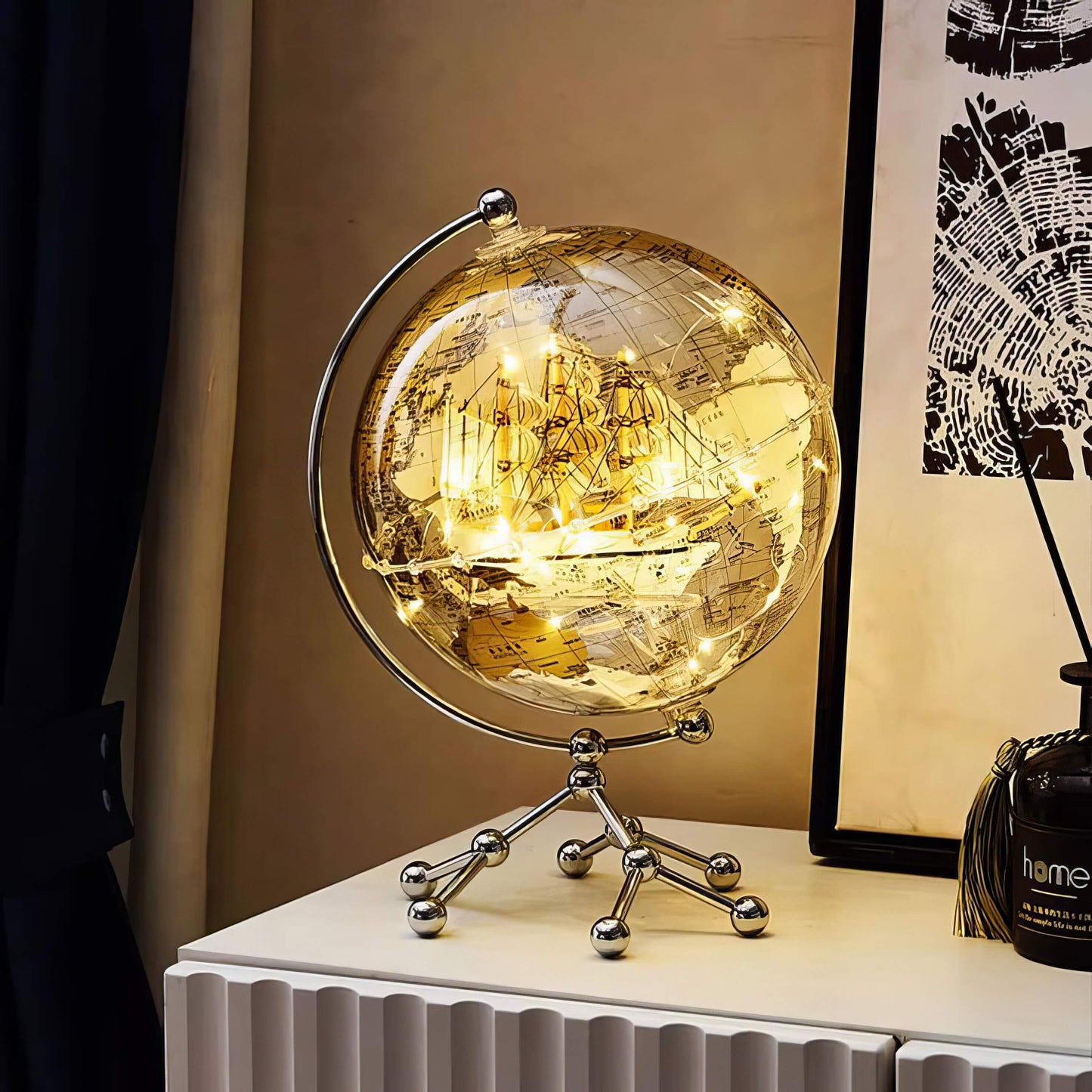 Transparent Globe Ship Decoration