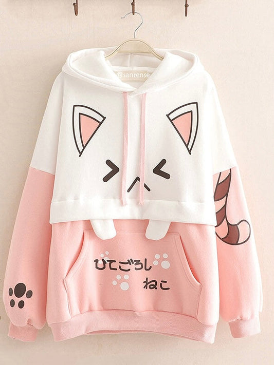 Kawaii Cat-Ears Pullover Hoodie