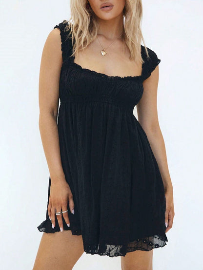 Carlita Daisy Ruffle Lace Mini Dress