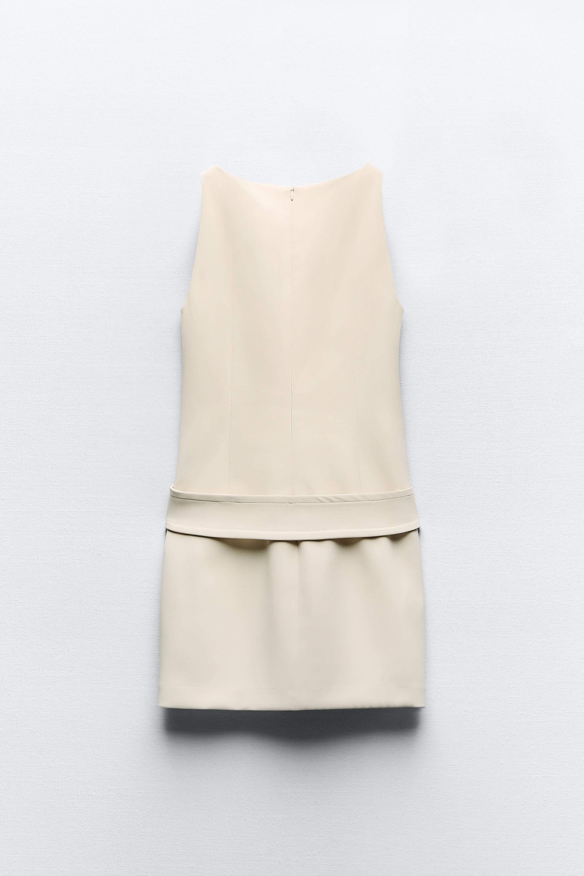 Ivory Belted Button Mini Dress