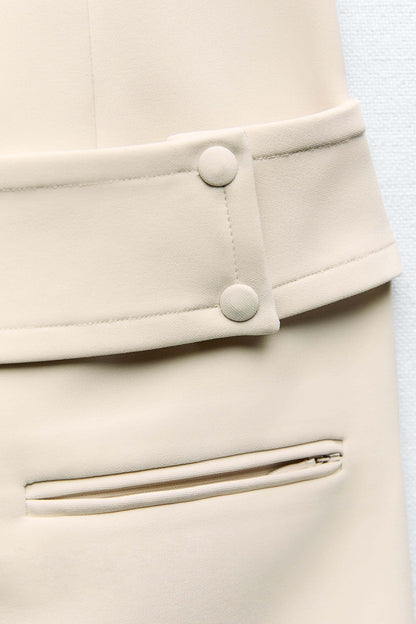 Ivory Belted Button Mini Dress