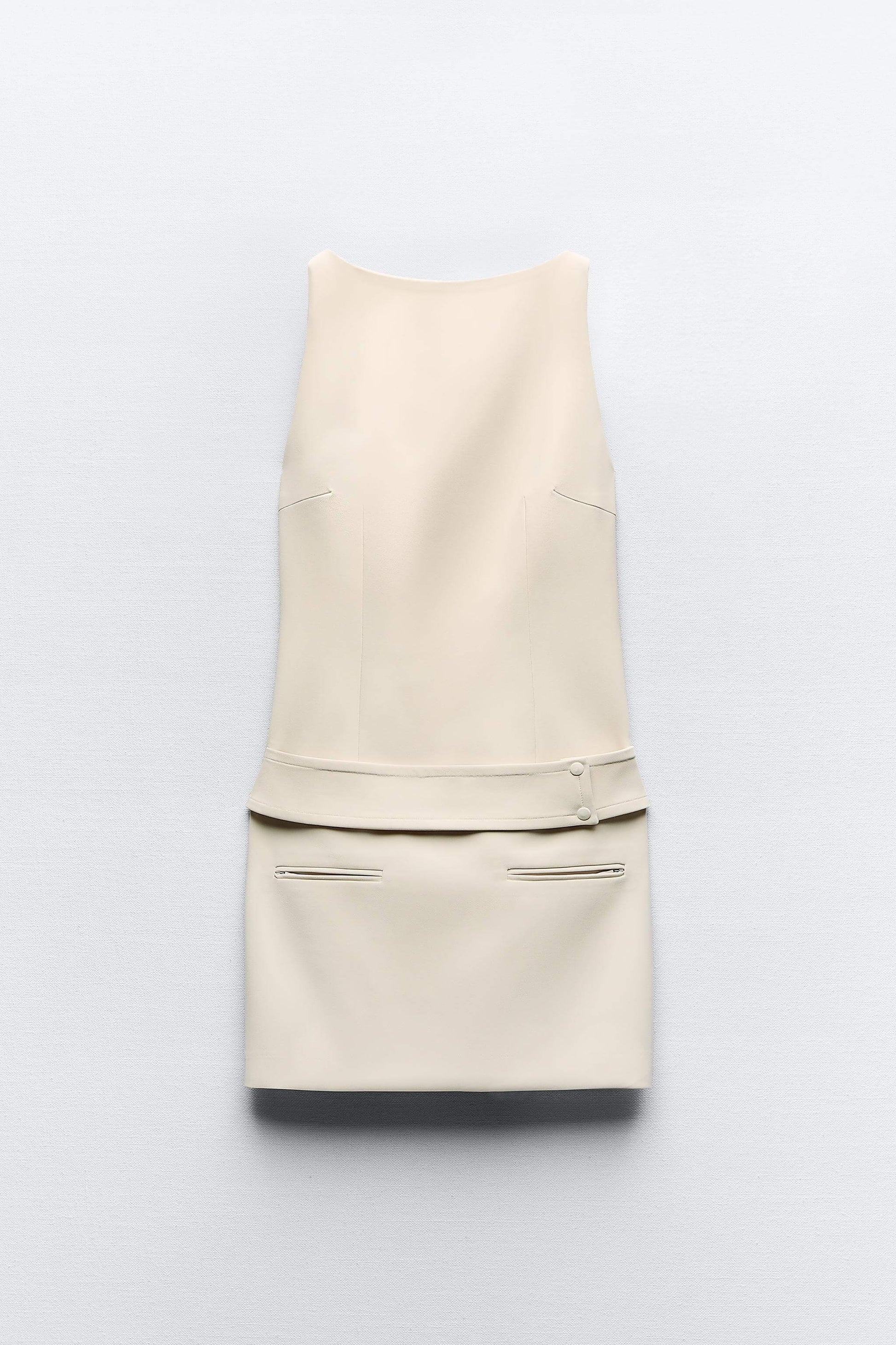 Ivory Belted Button Mini Dress