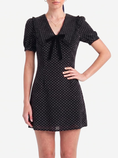 Kayla Polka Dot Puff-Sleeve Mini Dress