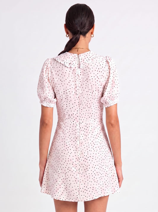 Kayla Polka Dot Puff-Sleeve Mini Dress
