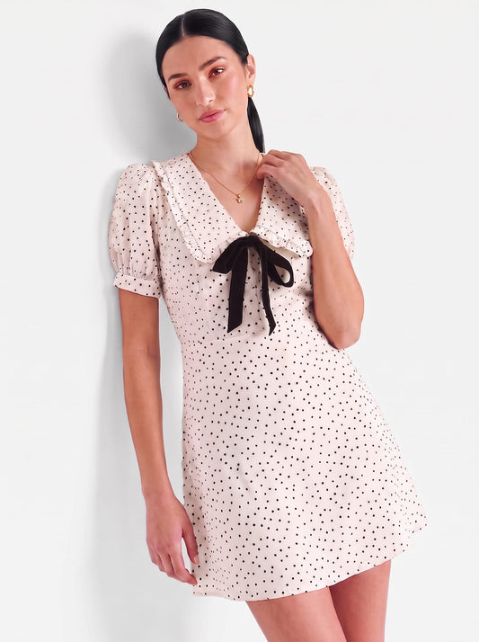 Kayla Polka Dot Puff-Sleeve Mini Dress