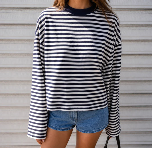 Kimberly Oversized Striped Long-Sleeve Top