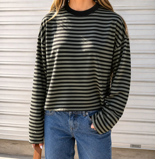 Kimberly Oversized Striped Long-Sleeve Top
