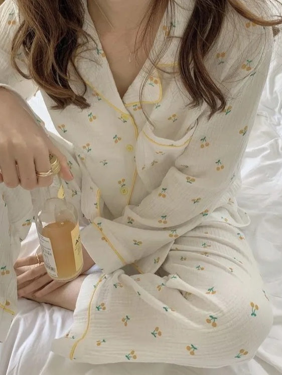 Cherry Print Pajamas Set