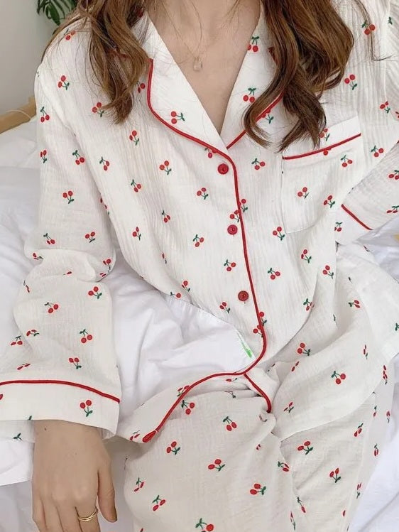 Cherry Print Pajamas Set