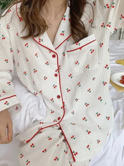 Cherry Print Pajamas Set