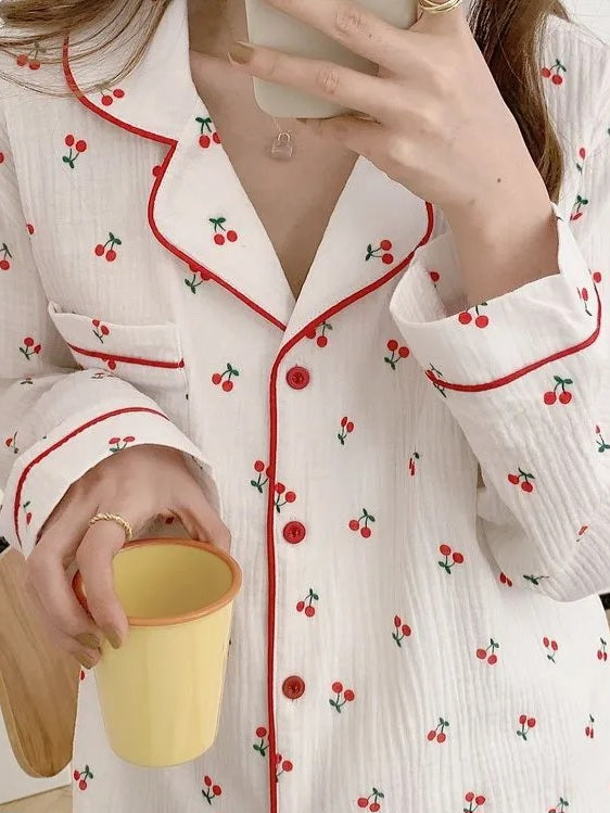 Cherry Print Pajamas Set