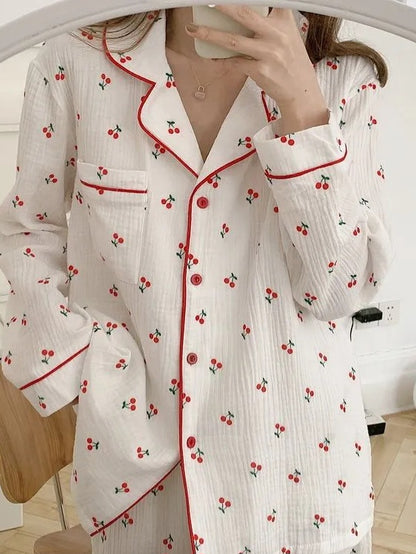 Cherry Print Pajamas Set