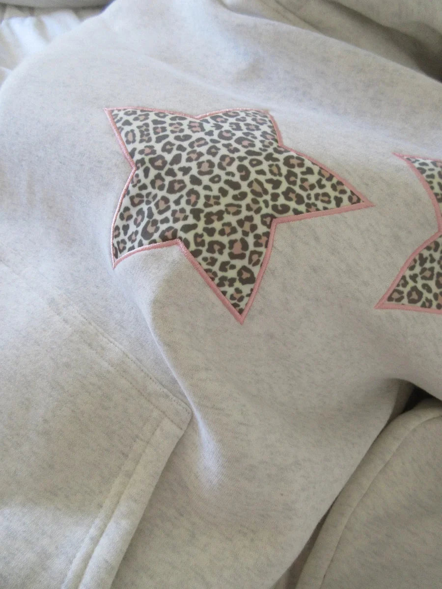 Leopard Double Star Patch Hoodie